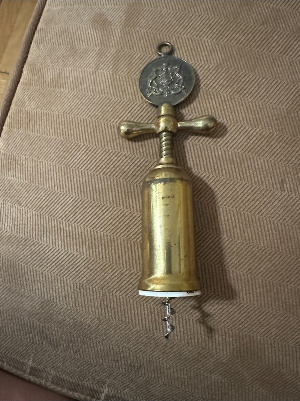 Antique-Style Gold Wall Hook with Corkscrew Motif